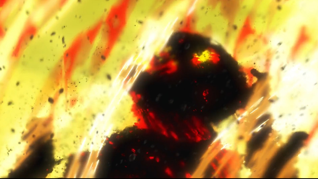 An epic picture of a zombie being engulfed in flames